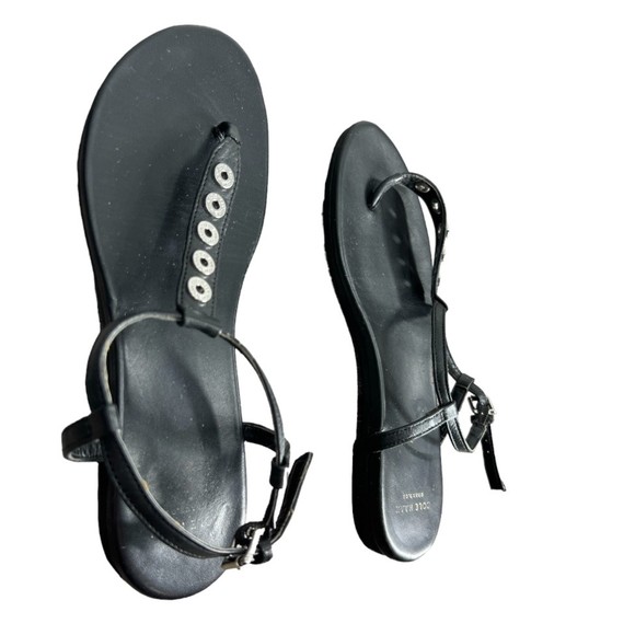 Cole Haan Effie Sandal 6.5 Thongs‎ women's t-strap shoes black leather - Picture 9 of 10